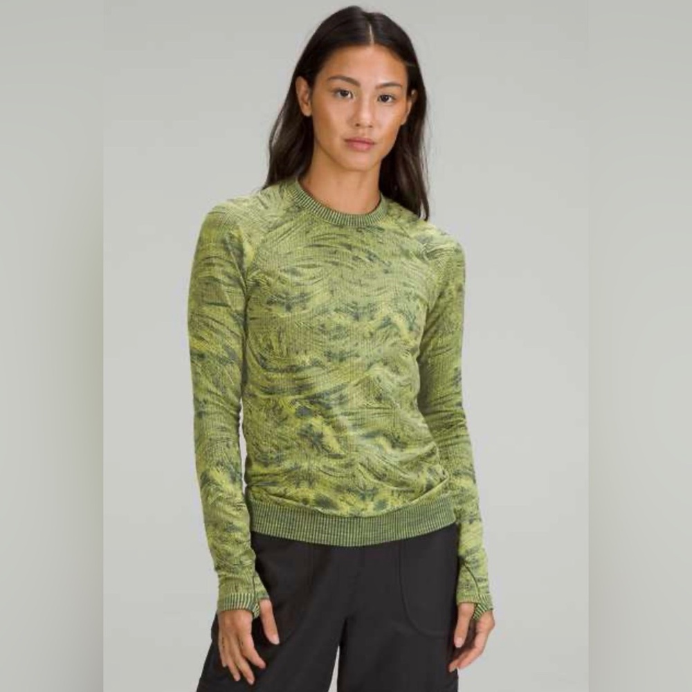 Lululemon Rest Less Pullover Stratum Overlay Smoked Spruce/Wasabi Rare Size 6